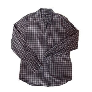 John Varvatos Men's 100% Cotton Gray/Black & Red Plaid Button Up Shirt Sz M